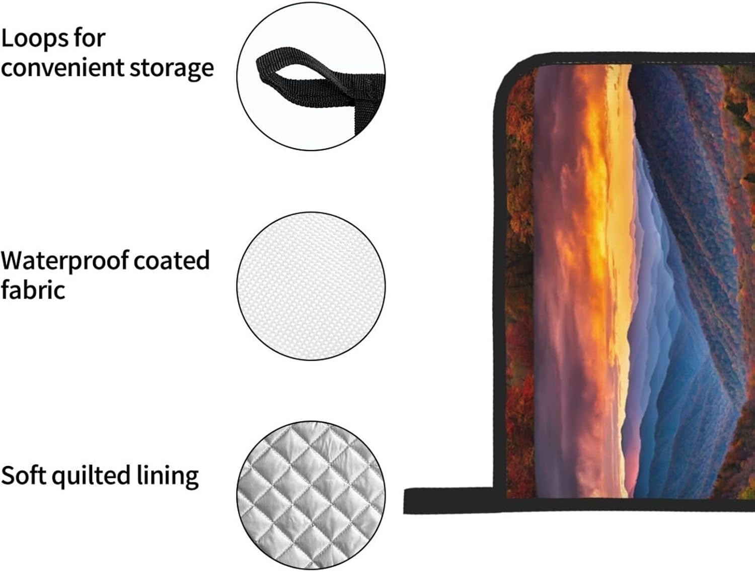 (Blue Ridge Parkway Mountains) Baking 4-Piece Set: 2 Oven Mitts and 2 Pot Holders Heat Resistant Waterproof Hanging Loop for Kitchen Oven Grill Housewarming Gifts