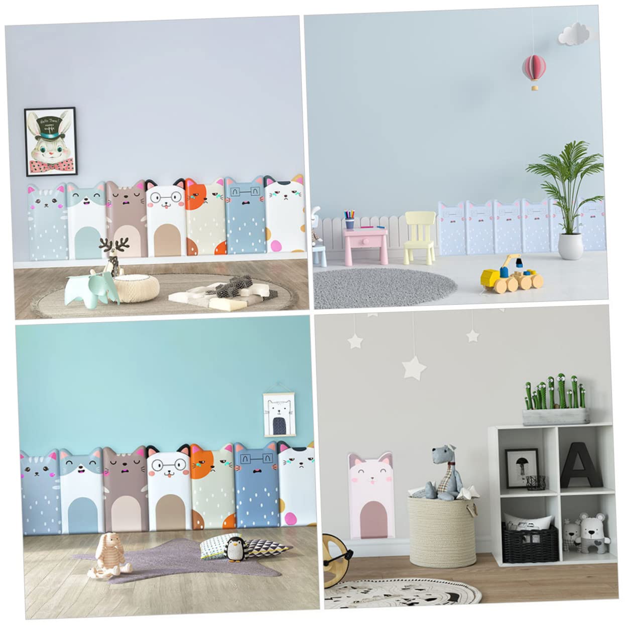 jojofuny Adesivi Murali Imbottiti Per Cameretta Bambini 3D Gatti Animali Decorazioni Parete Morbide Autoadesive Set 2 Pezzi 19.69X9.84X0.59In Per Asili Sale Giochi