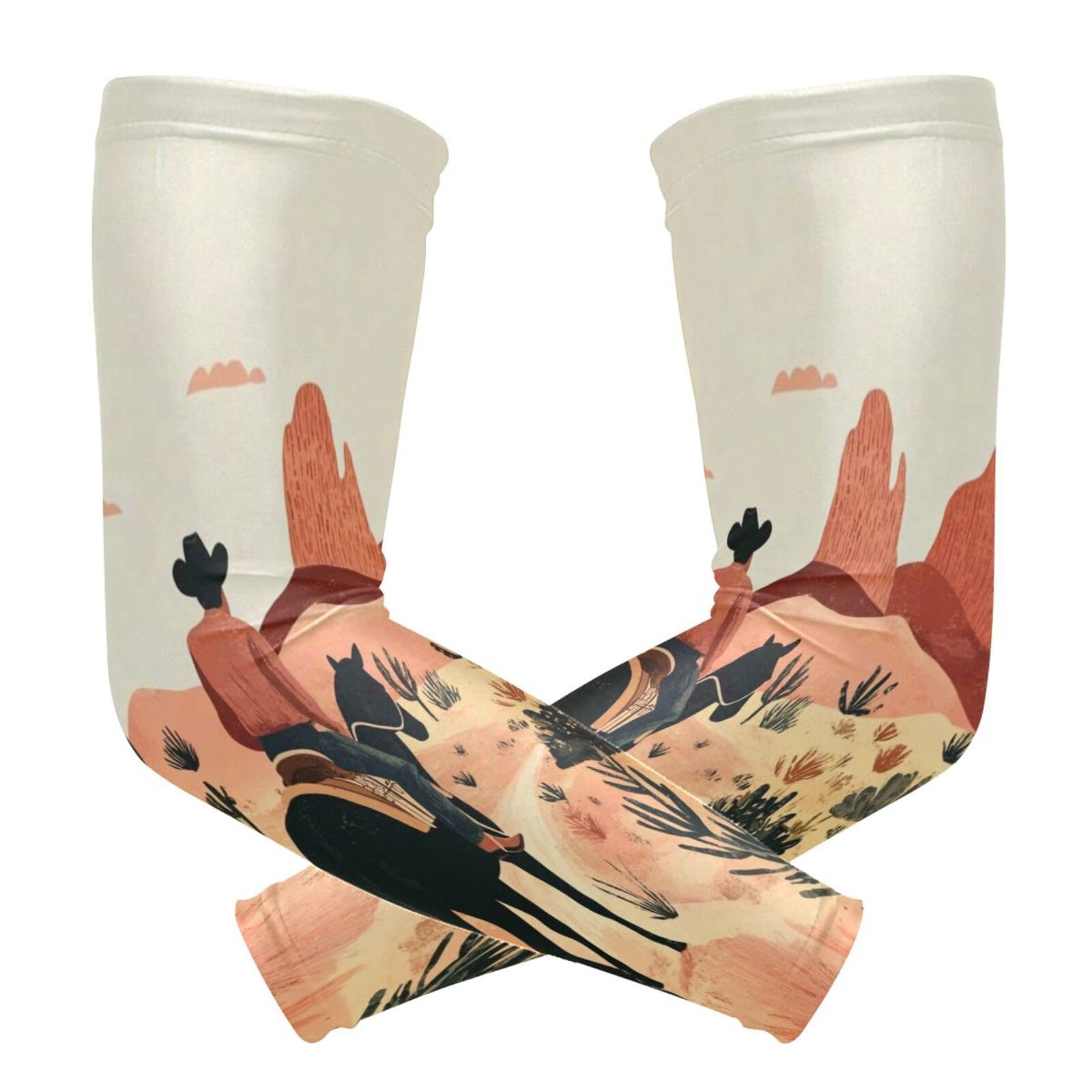 Kigai Western Cowboy UV Sun Protection Arm Sleeves for Men Women Cooling Compression Sports Arm Sleeves Tattoo Cover Up