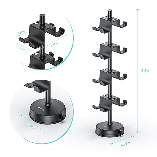 Miniatura 2 de MANMUVIMO Headphone Controller Storage Holder for Desk 4 Tiers with Anti-Slip Stable Suction Cup, Controller Holder, Universal Gaming Desk
