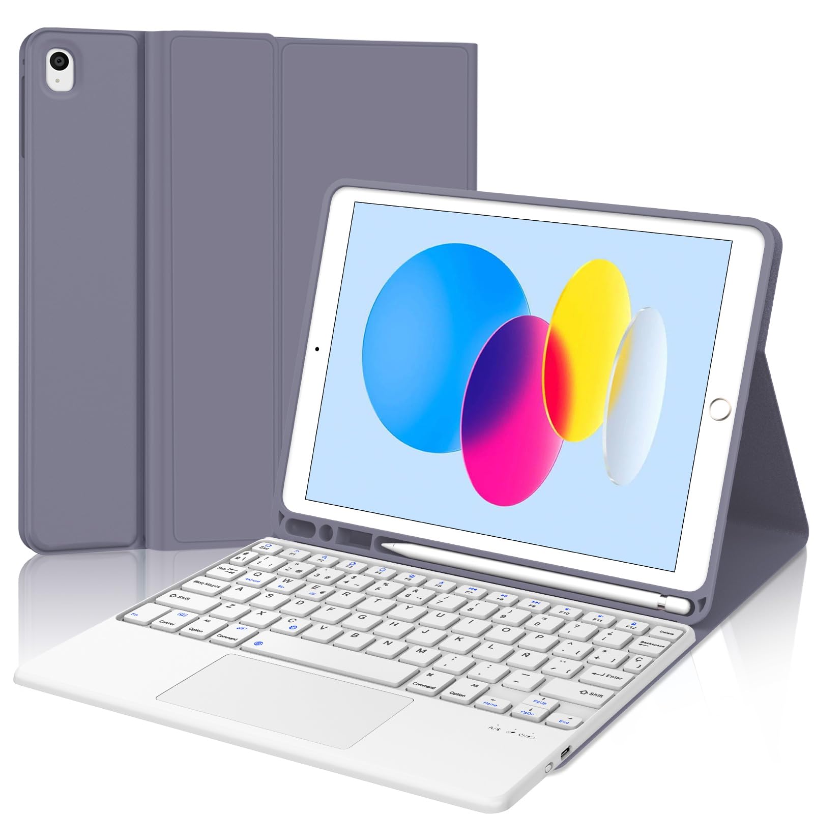Tastiera per iPad A16 11/10 Generazione (2025/2022) con Touchpad, Cover con Tastiera per iPad 11 Gen 11 Pollici/10 Gen 10.9 Pollici, Magnetica QWERTY Keyboard, Custodia con Portapenna, Viola lavanda