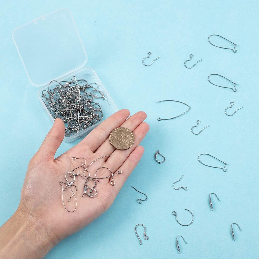 UNICRAFTALE 12 Styles 120pcs Stainless Steel Earring Hooks Ear Wires French Wire Hooks with Loops for Jewelry Drop Earring DIY Making 1-2mm Hole - Image 4