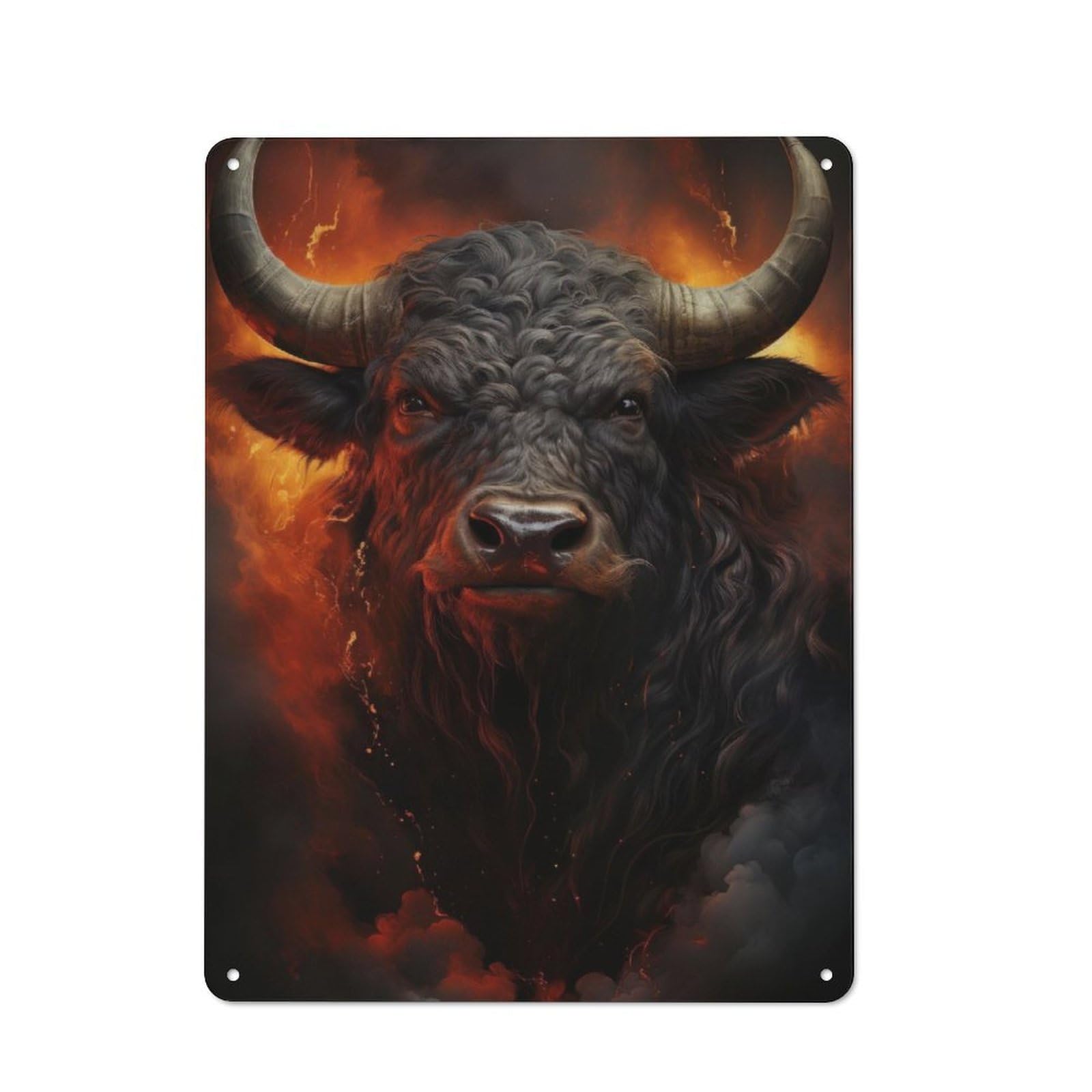 Junmoney Angry Bull Garage Style Decorative Metal Plaque 40X30cm, Garage Wall Decor For Workshop, Basement, Shed Or Games Room
