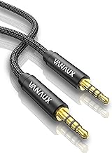 VANAUX 3.5mm TRRS Audio Cable 4 Pole AUX Cable Male to Male Earphone Jack Compatible with Smartphones/Cellphones/PC/TV/Monitors/Headphones/Earphones/Earphones/PS4/MP3/Speakers(4 Poles/TRRS, 1M)