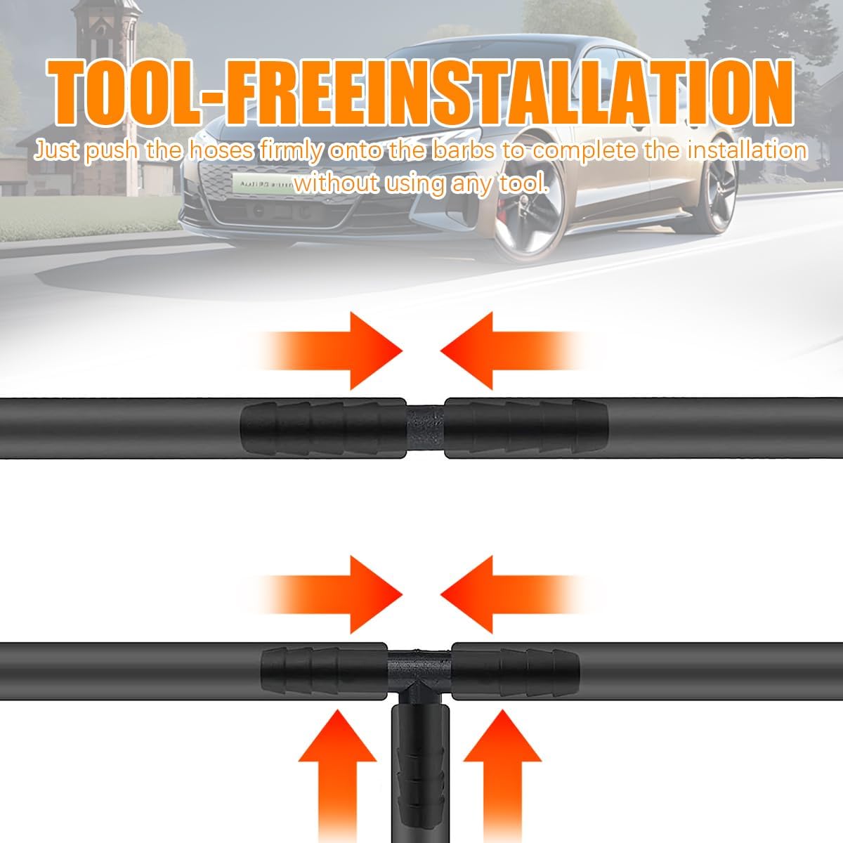 113PCS Car Vacuum Line Connector Kit, Heat Resistant Automotive Vacuum Tubing Tee Straight Reducer Fitting Assortment, Vehicle Replacement Accessories, Universal Fit