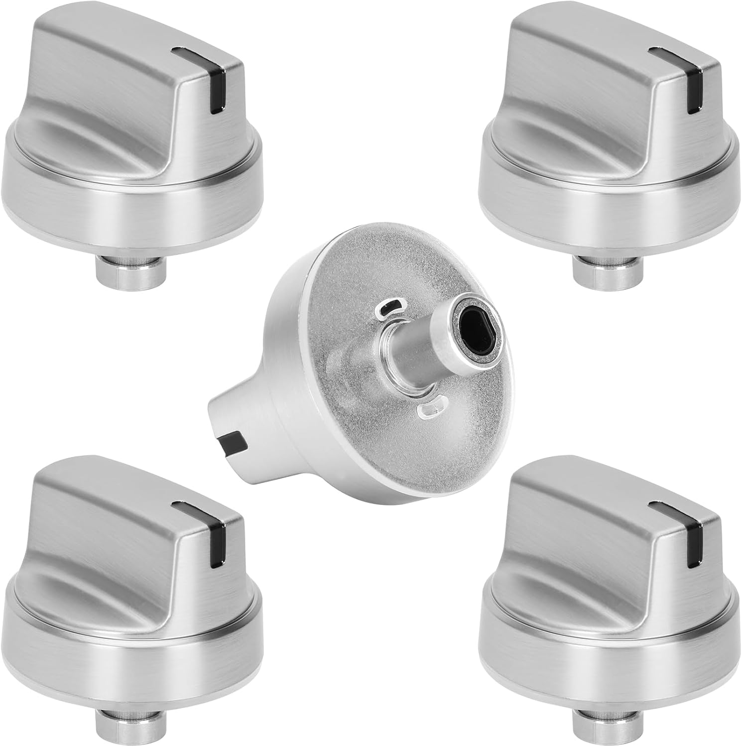 WB03X29315 Knob Fit for GE Stove Knobs Replacements (5 Pack), KIP 5U06 191D9233 Stove Knob for GE Gas Stove Knobs, Compatible with JGP5030SL1SS JGP5030SLSS JGP5036SL1SS JGP5036SLSS