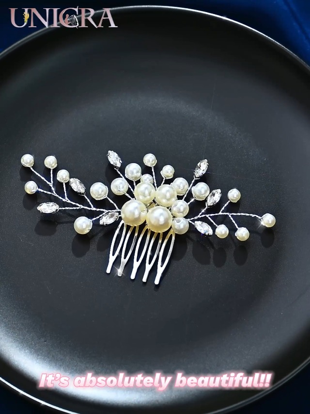 Amazon.com : Unicra Bride Pearl Wedding Hair Comb Silver 