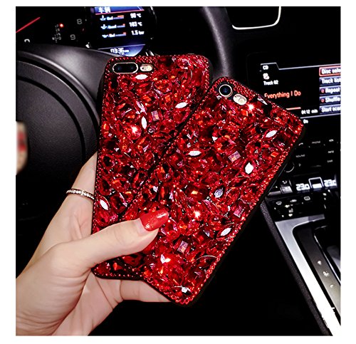 Black Lemon Phone Case For Iphone 7 Plus/Iphone 8 Plus Case For Womens And Girls Soft Silicone Iphone Cases Cover Cute Bling Rhinestones Glitter Diamond Hard Back Rubber Bumper Protective Case (Red) #TOP5