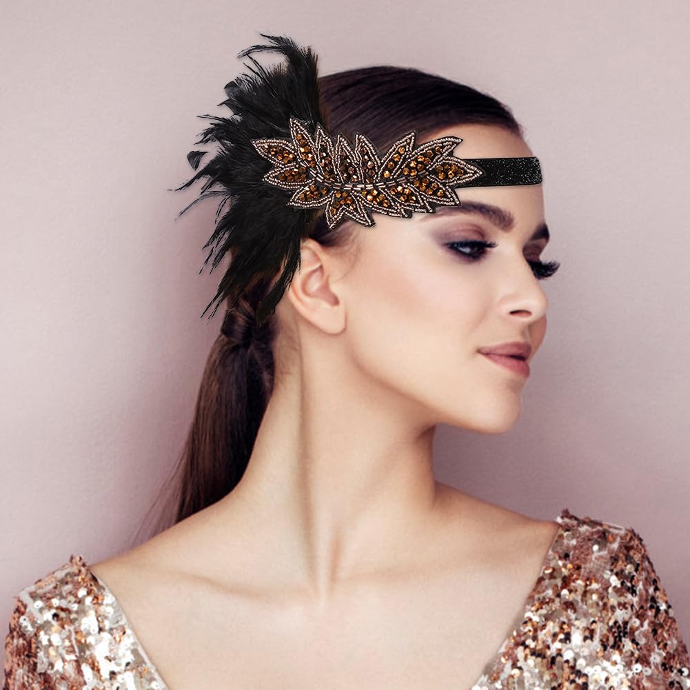 Fascia per capelli da donna con strass e perline luccicanti, accessori per capelli tinta unita, beige