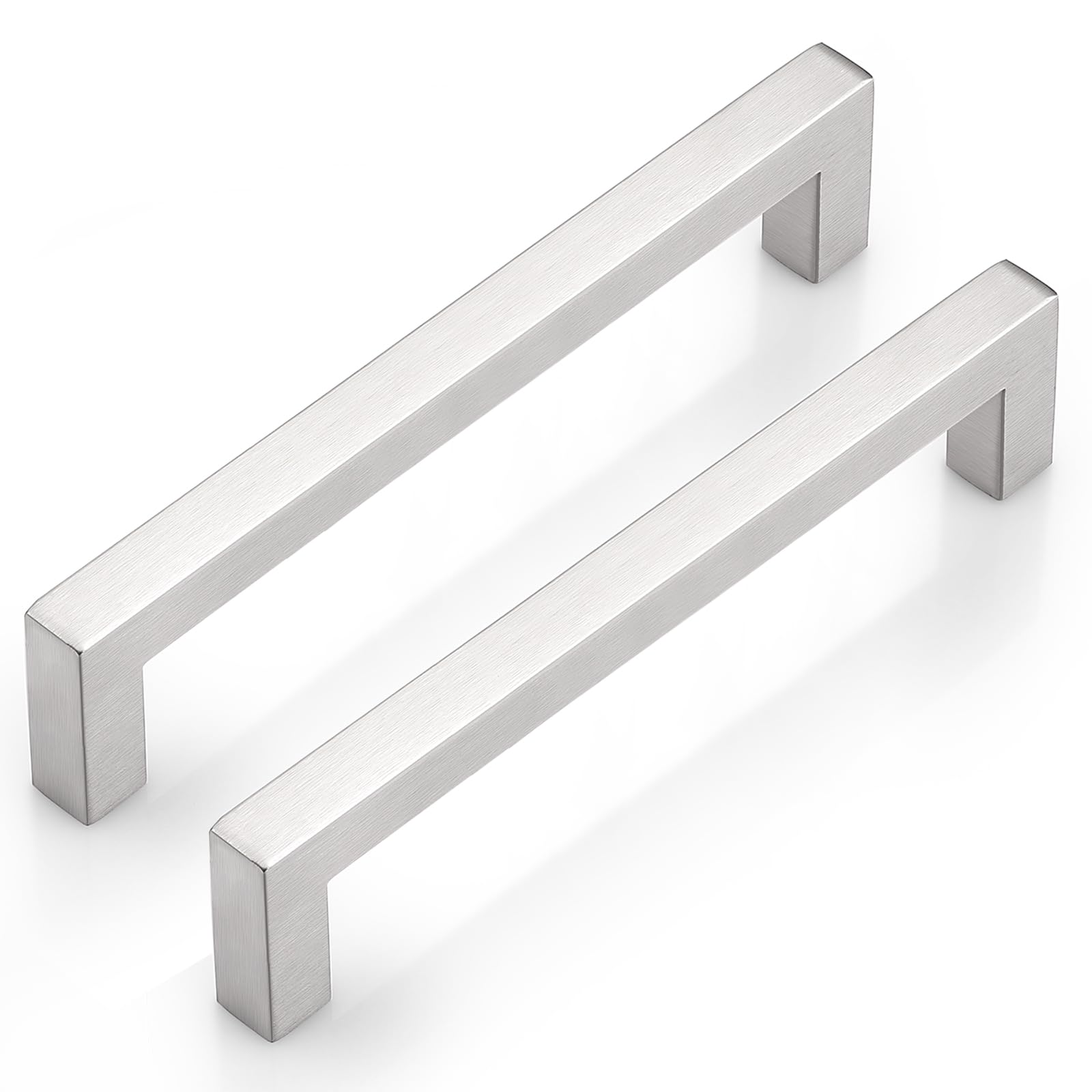 Poignées pour porte d'armoire et placard de cuisine Probrico carrées nickel brossé 17,5 cm