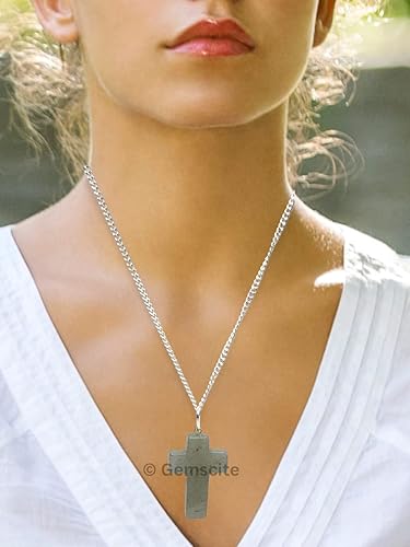 Miniatura 6 de GEMSCITE Colgante de cruz de piedras preciosas con cadena de 24 pulgadas + bolsa de cristal curativo de moda, hecho a mano, para hombres y mujeres,