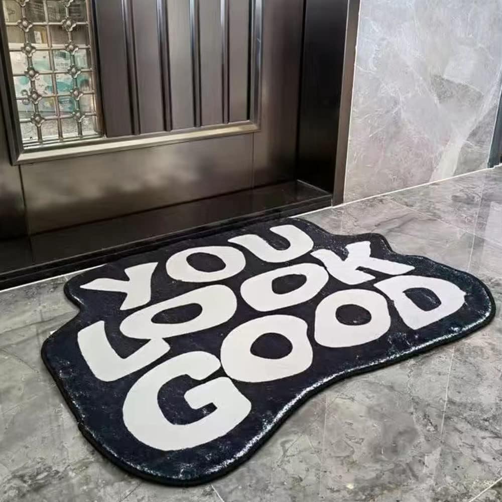 Simple Bathroom Rugs You Look Good 20x24 inch Area Rugs Absorbent Bath Rugs Non-Slip Shower Rug for Bathroom Kitchen Sink Bedroom Floor Mat Carpet (Black, 20x24 inch)