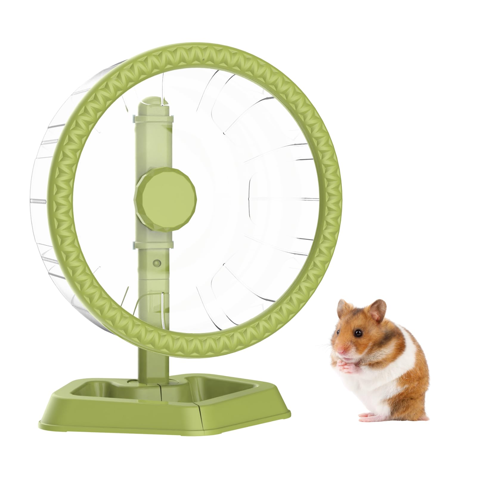 Hamster Wheel, Quiet Spinner Hamster Running Exercise Wheel with Adjustable Stand for Small Animals Syrian Dwarf Gerbils Mice (Green, Large (24cm))