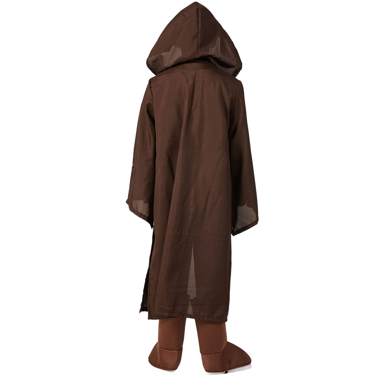 SINSEN Jedi Costume for Kids Jedi Tunic Hooded Robe Belt Lightsaber Top Pant Obi Wan Dress Up Outfit for Halloween Cosplay Party Costume for Boys Girls Ages 3-12 Years - Image 4