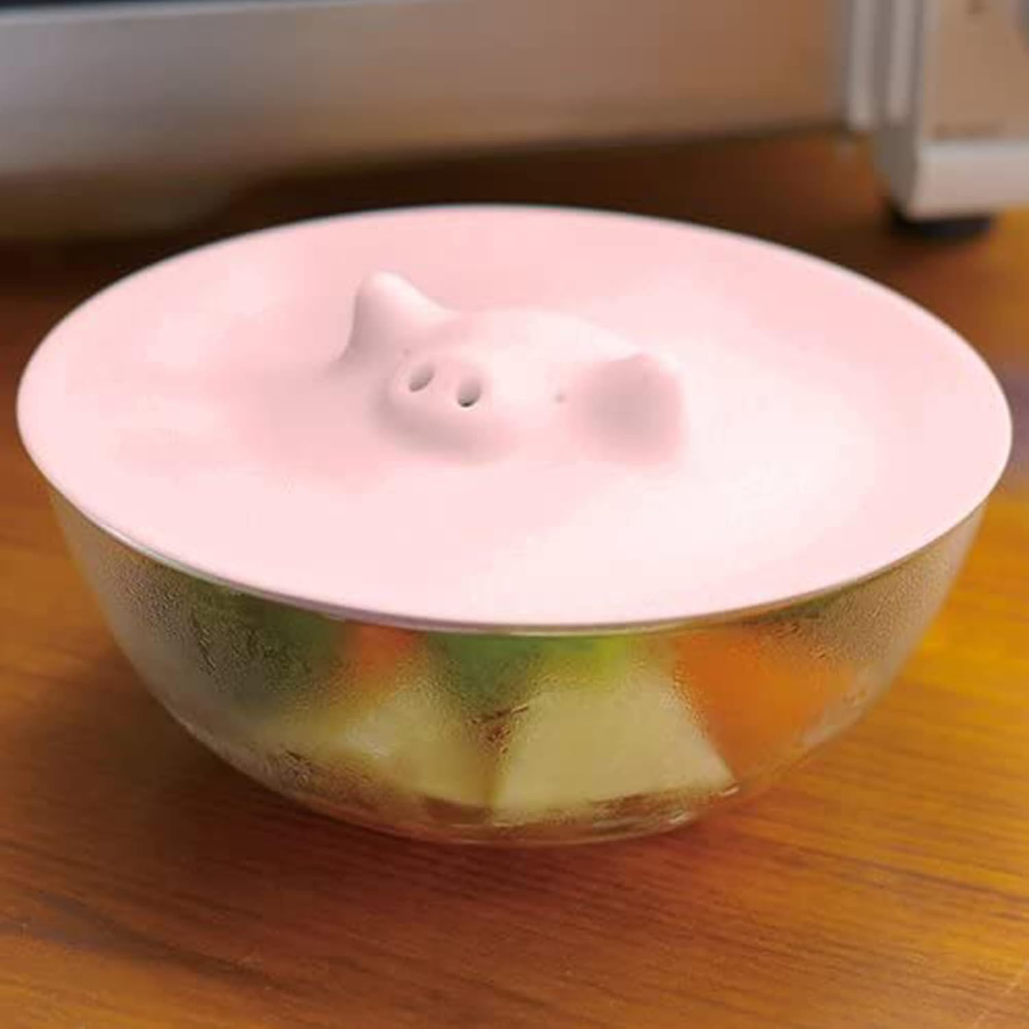 Piggy Steamer Microwave Lid 6.9 in - Set of 2 - Multipurpose for Steaming, Covering, and Opening Jars - Pink