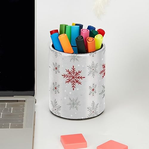 Miniatura 5 de Organizador de bolígrafos de escritorio de copos de nieve blancos y rojos, soporte para brochas de maquillaje, soporte para lápices para escritorio,