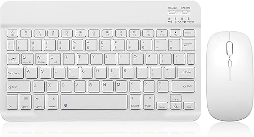 Miniatura 10 de Combo de Teclado y Ratón Bluetooth Recargable Portátil Conjunto de Teclado y Ratón Inalámbrico para Apple iPad iPhone iOS 13 y Superior Samsung