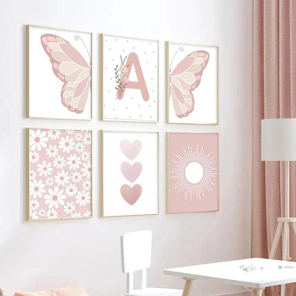 BeiYiHo Cuadros Habitacion Niña Láminas Infantiles Niña 50x70 Cuadros Decoracion Bebe Niñas Laminas Decorativas Pared Infantiles Personalizadas Nombre Cuadro Bebe Rosa Lienzo Poster Decoracion