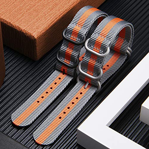 Image of BINLUN Premium Ballistic Nylon Watch Strap, Heavy Duty 5-Ring Replacement Watch Band with Stainless Steel Buckle, Comfortable Sport Band for Men Women, Fits 18-24mm