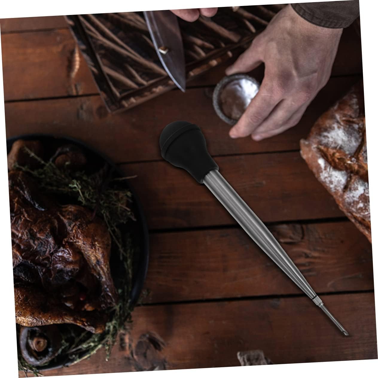 Silicone Turkey Injector with Stainless Steel Needle Marinade Pump for Juicy Meat for Bbq and Cooking Easy to Use Seasoning Tool for Turkey and Poultry