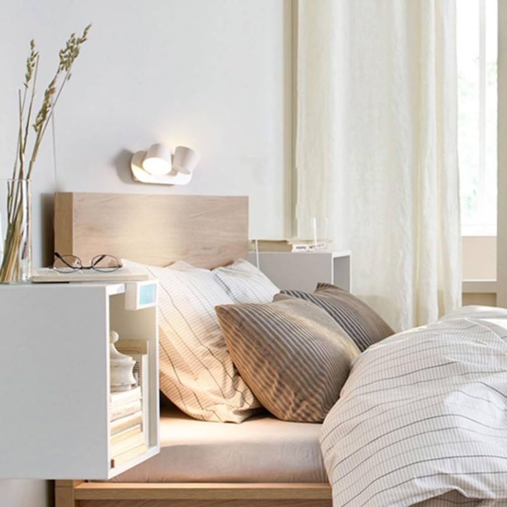 BARCELONA LED KOP-2 LED Wandleuchte 12W 3000K Schwenkbar Weiß | Mattes Aluminium, 100x265x120 mm, 1050 lm, IP20 für Innenräume, Leseleuchte, 220-240V AC