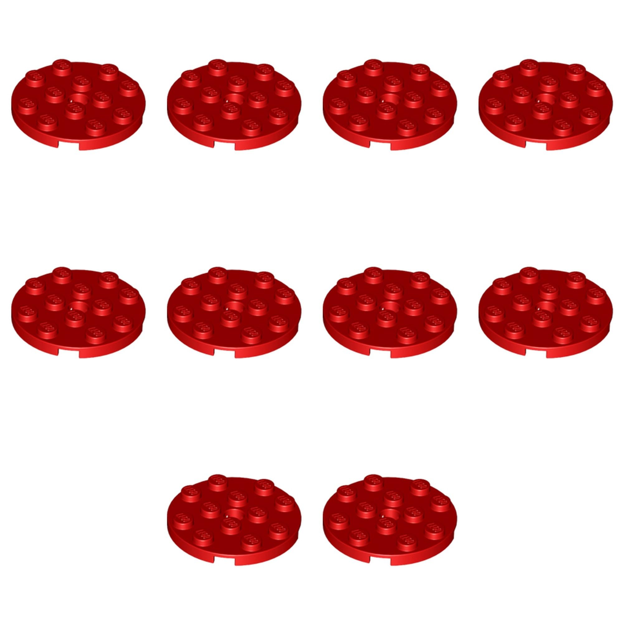 LEGO Plate, Round 4 x 4 with Hole, Part 60474 (Red, 2, Bricks)