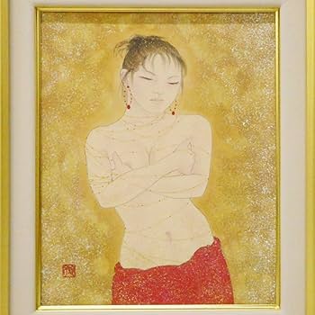 歳　【水辺】　肉筆日本画　共シール 出品8/26まで】美品 扇敏之「水辺」日本画 肉筆画 共シール有 日