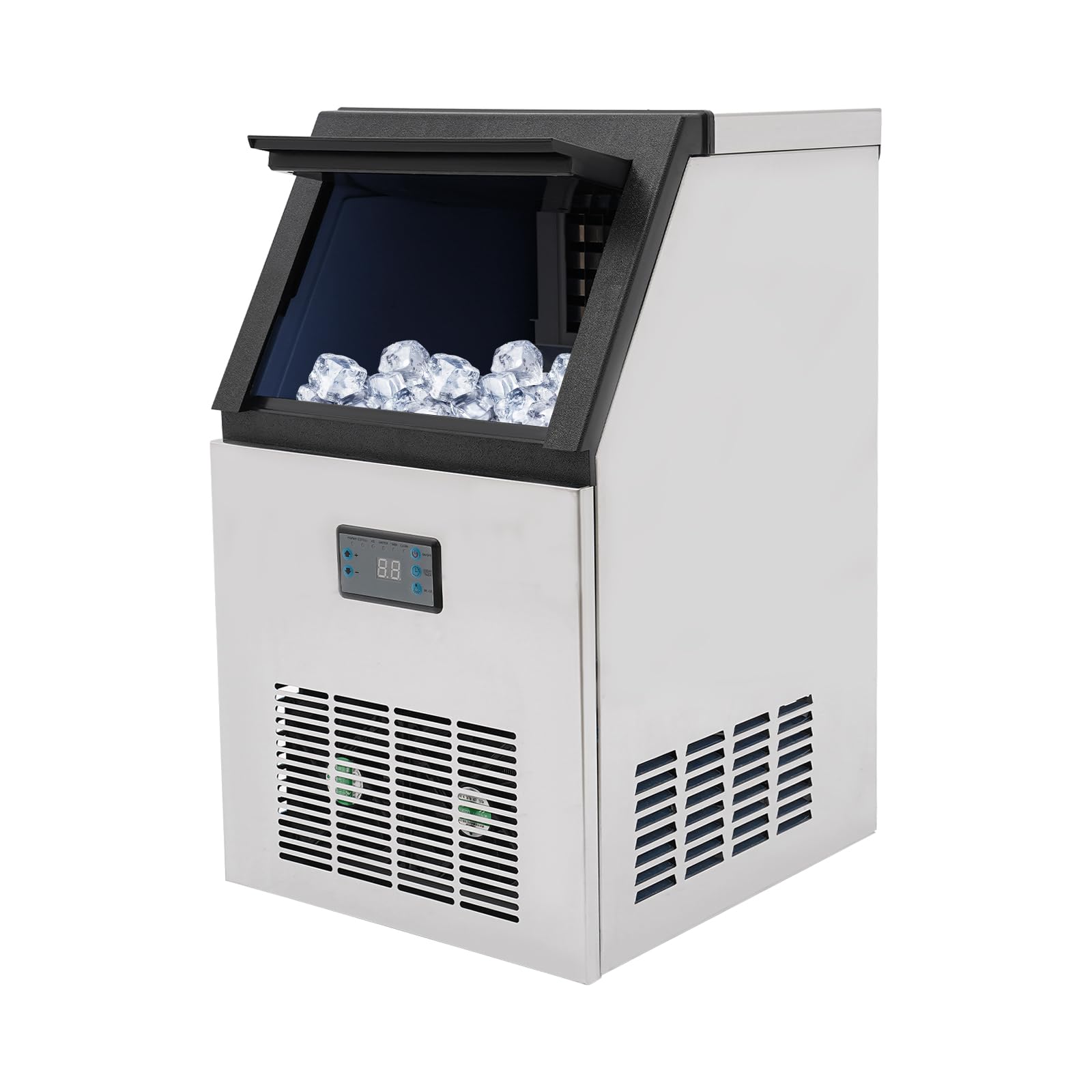 Macchina per cubetti di ghiaccio commerciale 75KG/24H per cubetti di ghiaccio commerciali in acciaio inox, per casa, ufficio, ristorante, bar, caffettiera