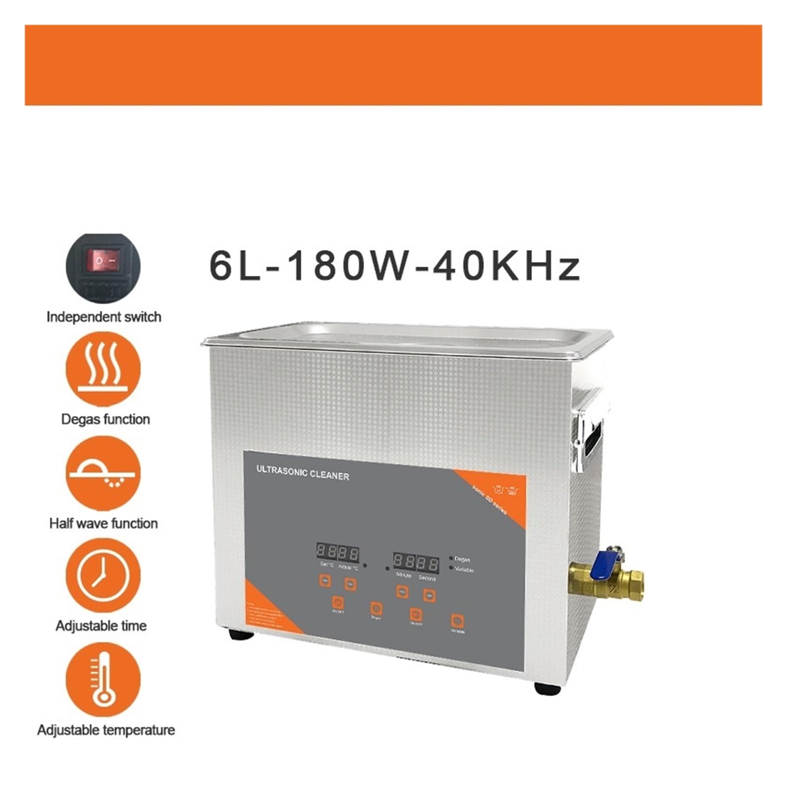 Limpiador Ultrasónico Digital De 6L Y 180W, Temporizador Calentado For Baño, Degas For Disco De Vinilo, Inyector De Carburador, Motor De Piezas De Automóvil De Latón