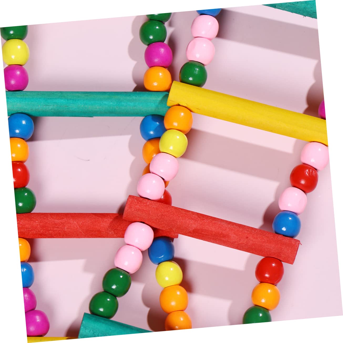COLLBATH Colorful Beads Wooden Bird Ladder for Parrots Bridge for Birds Promotes Exercise and Skill Development for Cockatiels and Parakeets
