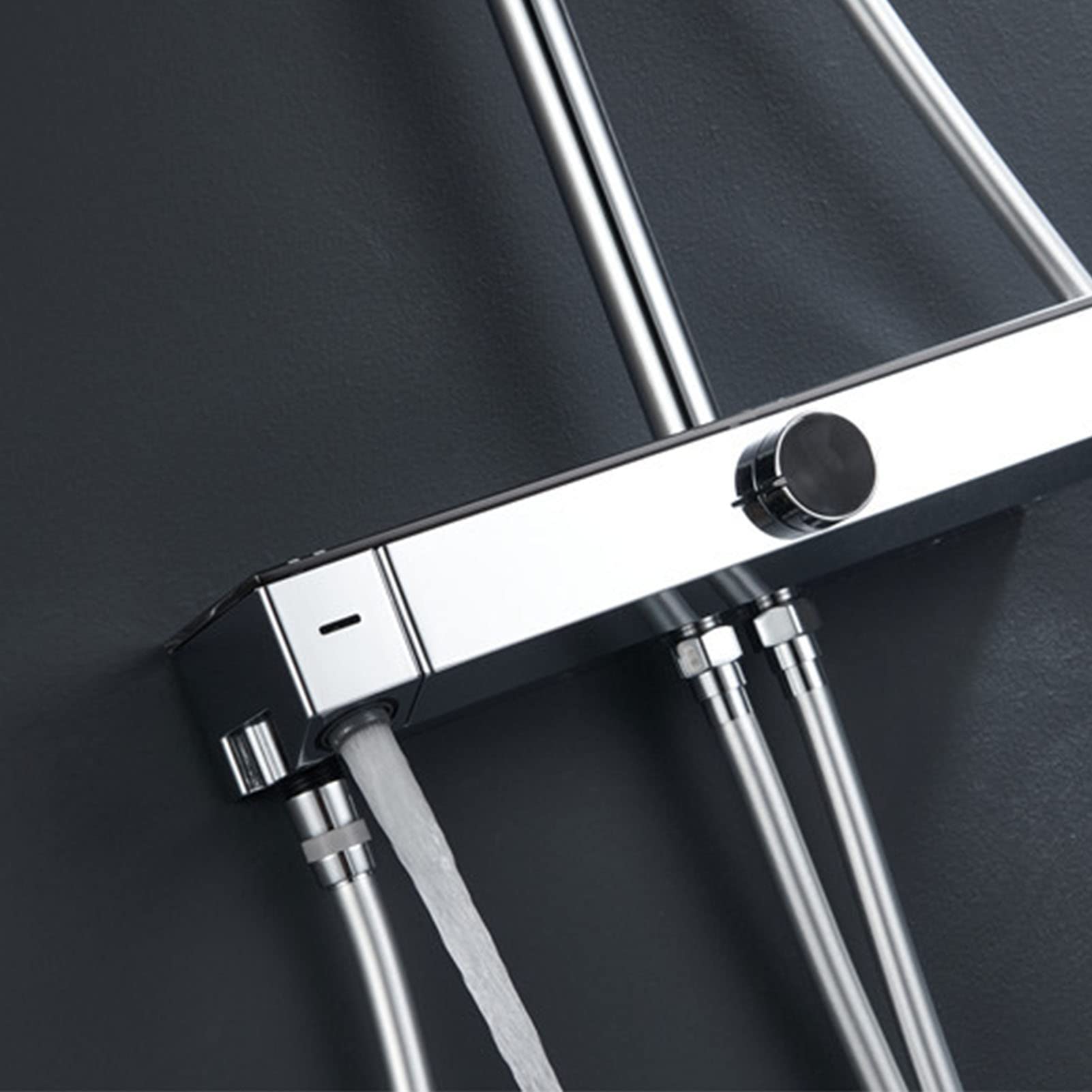 Set Rubinetto Doccia termostatico Cromato, Moderno Sistema a 4 funzioni, soffione a Pioggia con doccetta, Bocca per Vasca, doccetta per Bidet, Montaggio a Parete