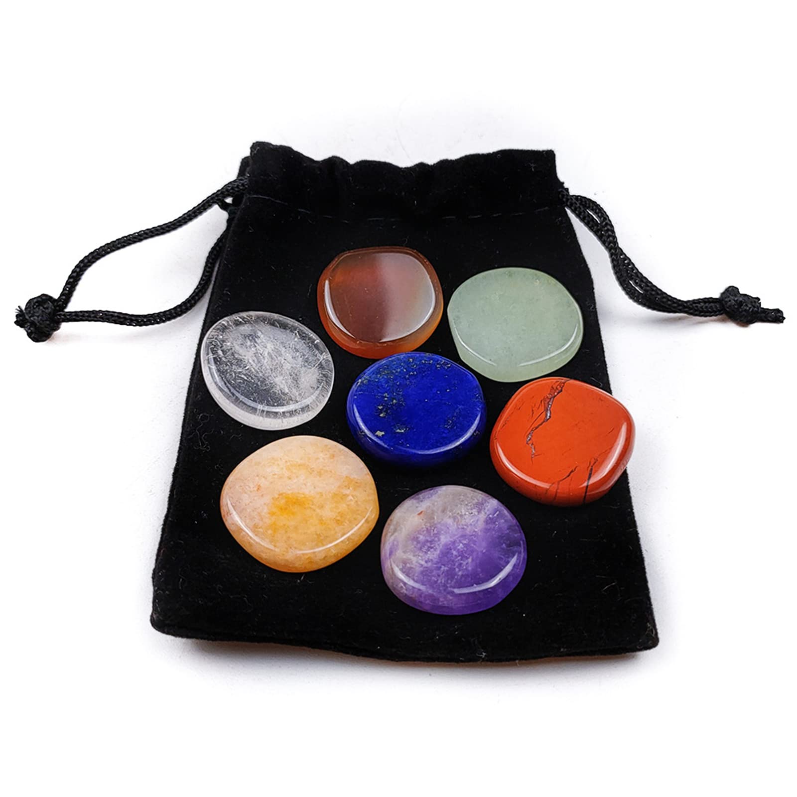 Wangcl Black 7Pcs Chakra Stones Set Polished Irregular Stones Chakra Crystals Healing Crystals For Reiki Meditation Yoga