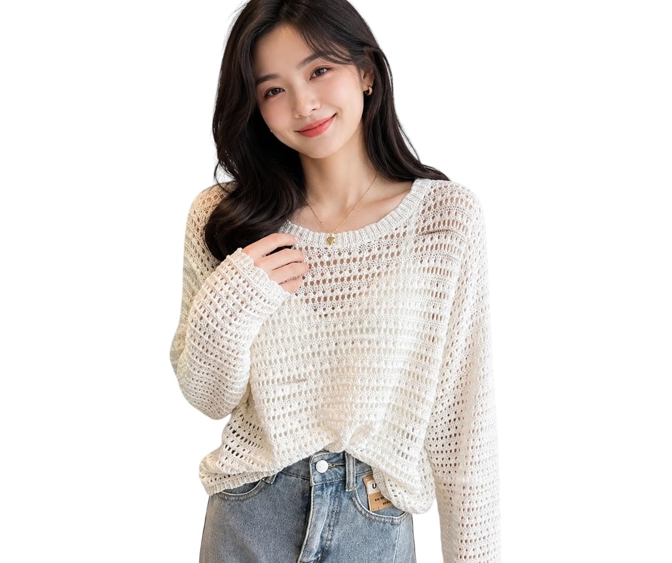 CRAMPLE® Women's Crochet Knit Sweater Women Outfit Set Two Pcs Korean Summer Knitting Blouse Cutout Thin Hollow Out Pullover Sun Protection Top-picture-44
