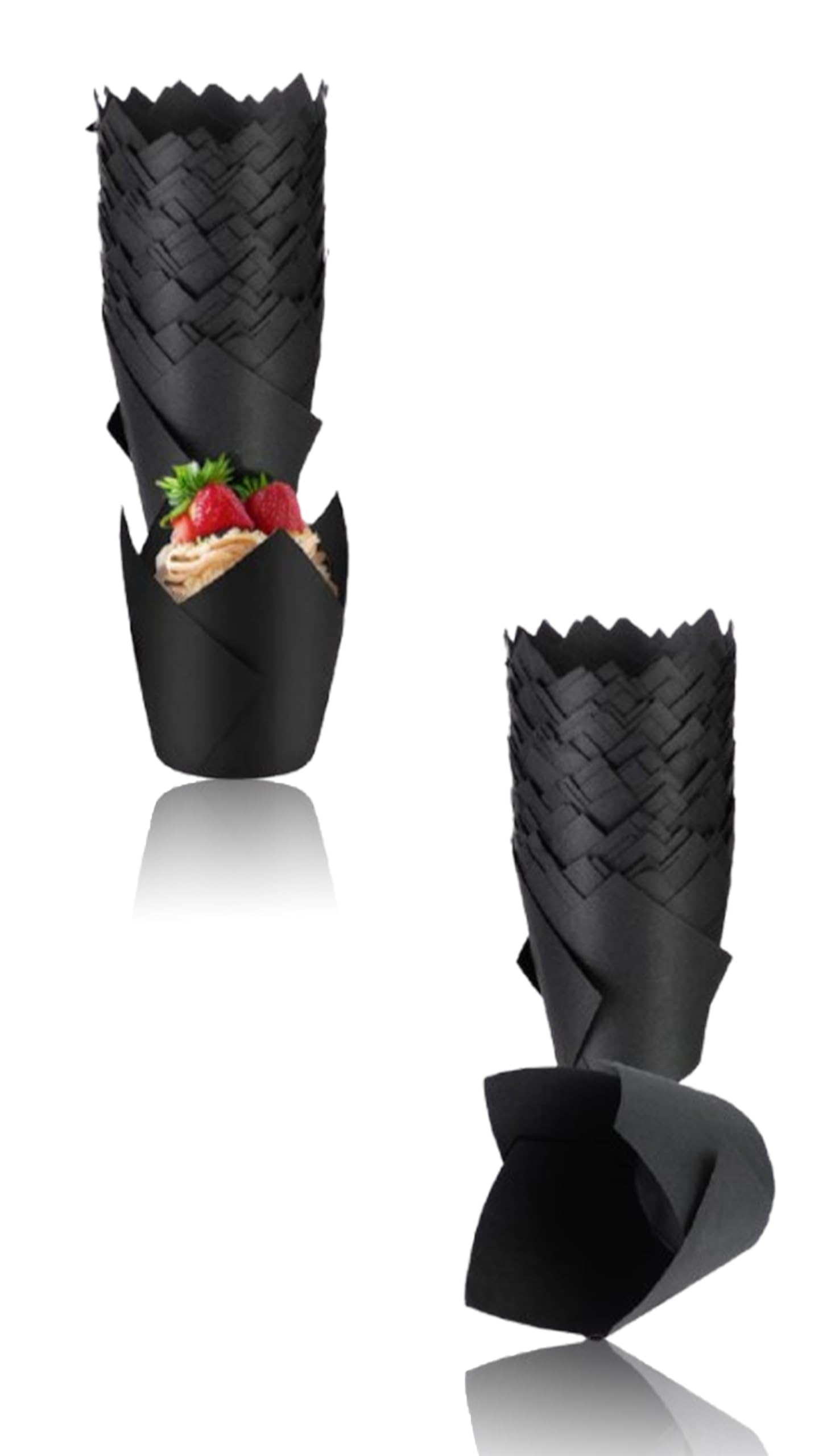 Sweet seven Greaseproof Black Cupcake Liners - Festive Baking Cups for Parties & Celebrations - Standard Tulip Muffin Liners - 100 Count - Wedding, Birthday, Baby Shower, Anniversaries