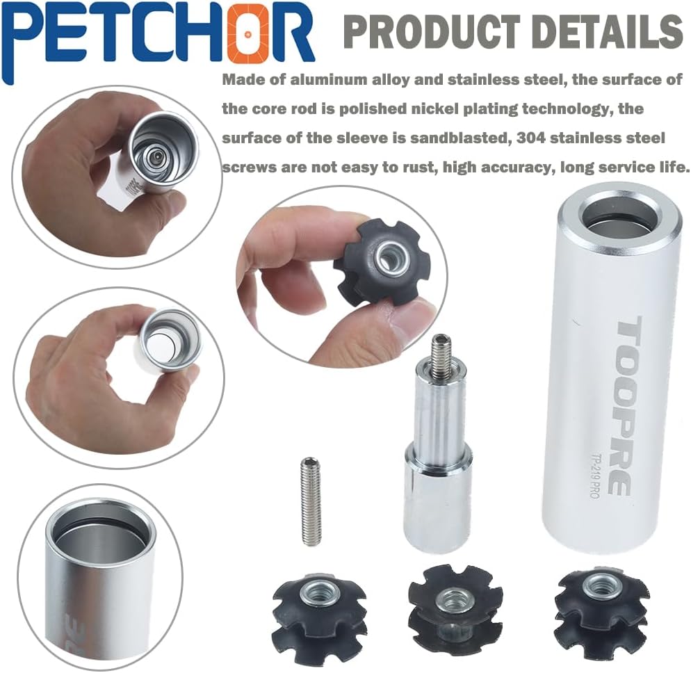 Bicycle Fork Star Nut Setting Installer, MTB Road Bike Star Nut Setting Tool with 2 Spare Special Screw and 3 Start Nuts, Silver/Blue（for 7/8",1",1-1/8"）
