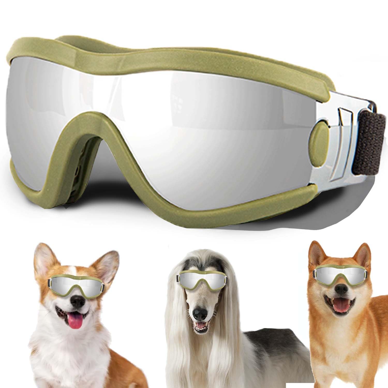 Medium Dog Sunglasses with Adjustable Strap UV Protection, Winproof Puppy Sunglasses