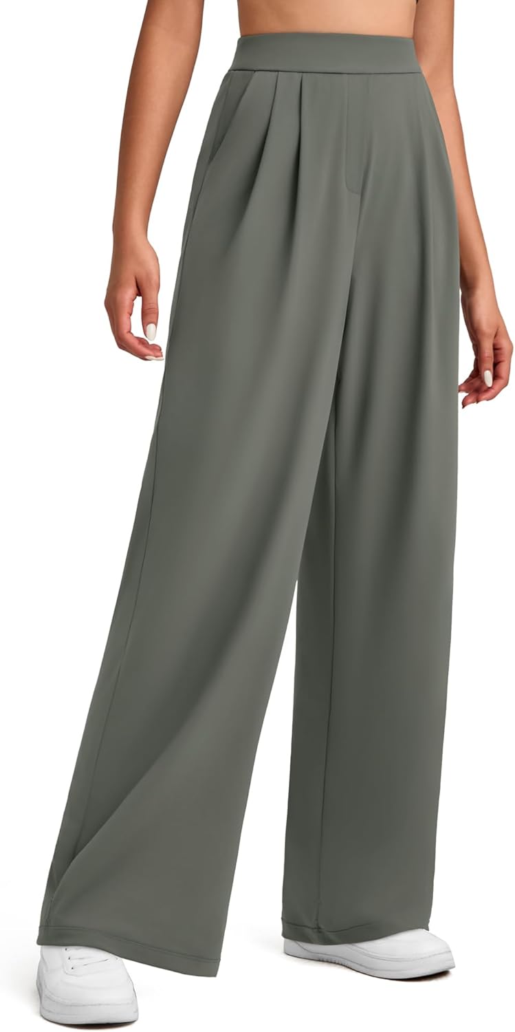 G4Free ShiftReady Women's Wide Leg Dress Yoga Pants with Pockets Dressy Casual Slacks High Waist Work Trousers