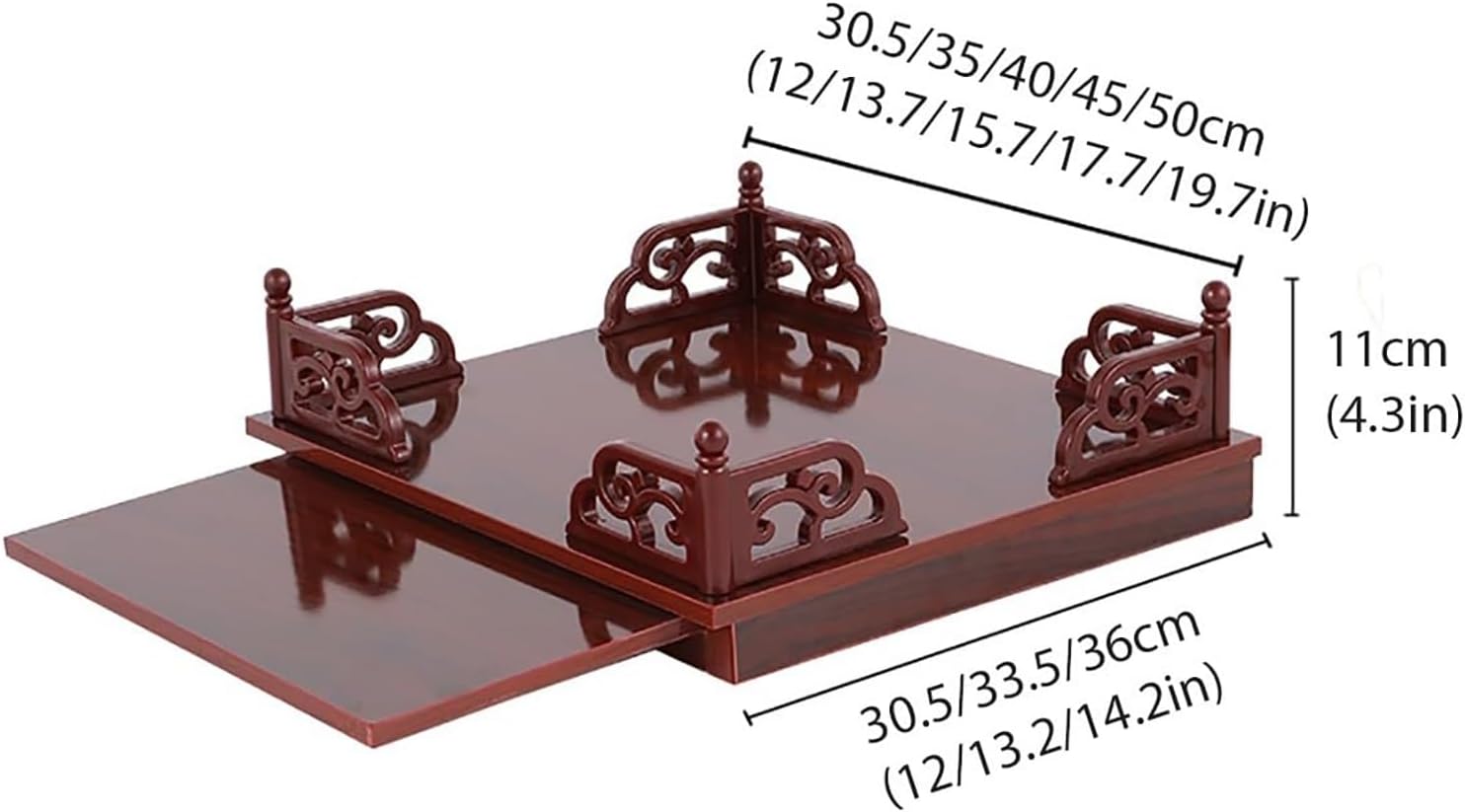 Meditation Table With Retractable Pull-out Board Design, Altar Table With Storage, Floor Puja Table for Spiritual, Alter Cabinet for Witch Wiccan Buddhist Shrine Prayer Stand Riser(30.5x30.5x11