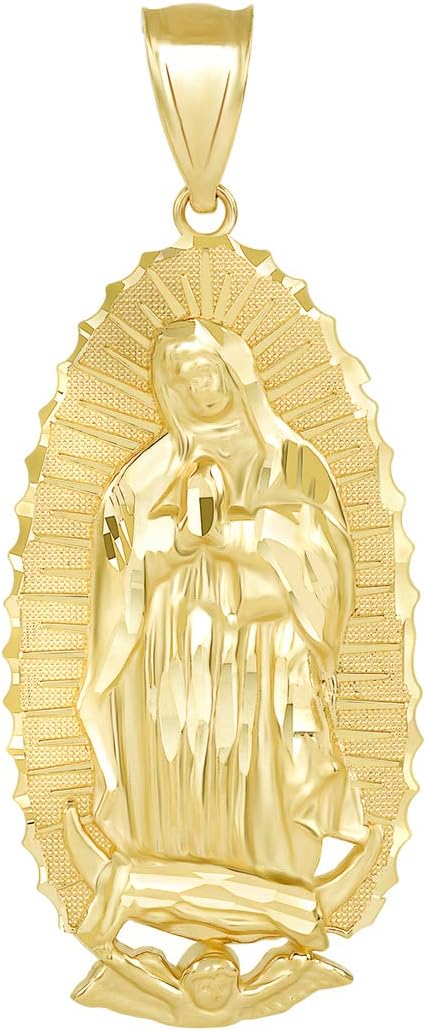 Religious Jewelry Blessed Our Lady of Guadalupe Miraculous Medal Pendant, 1.57"