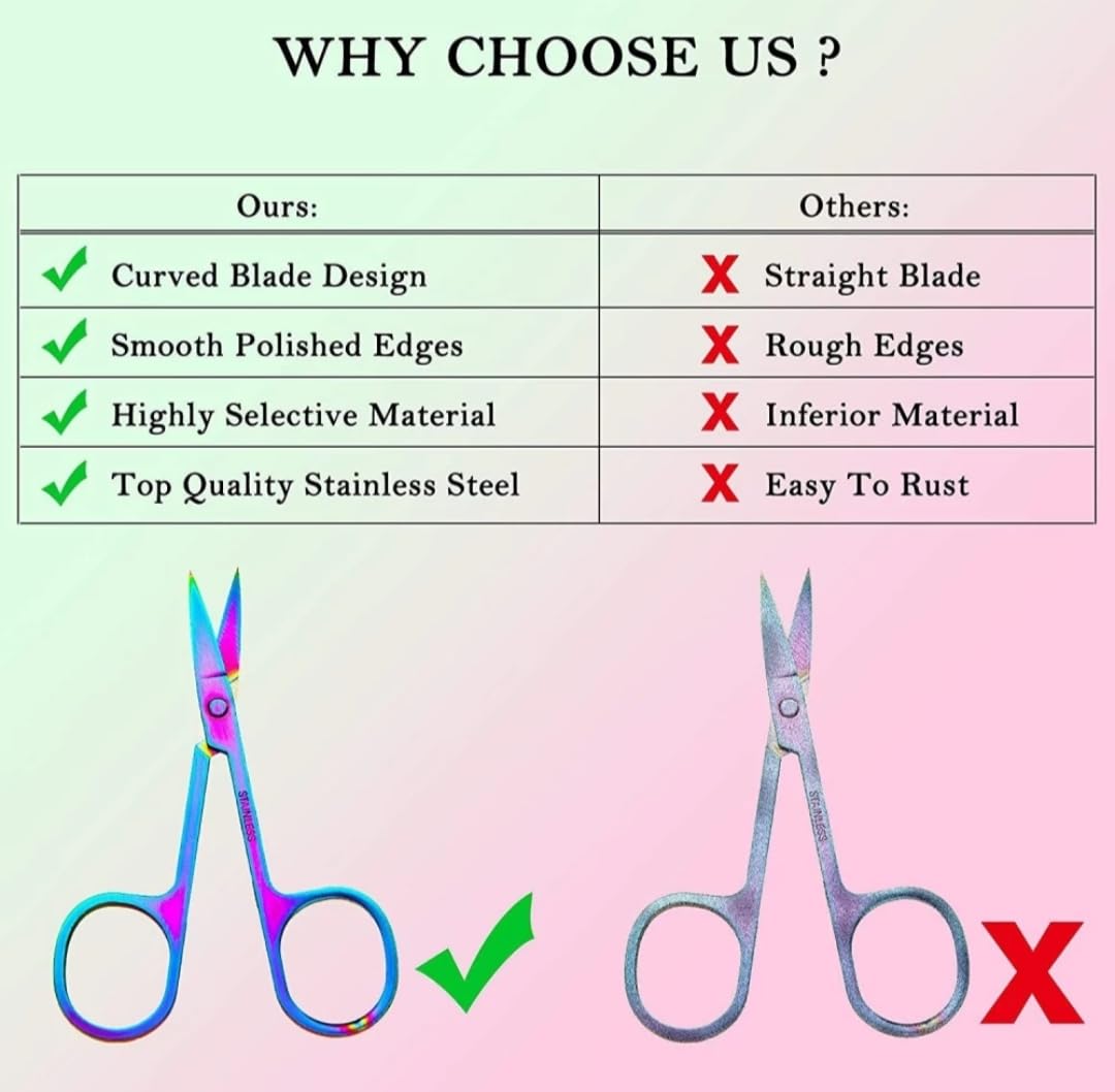 Feelhigh Small Straight Tip Nose Hair Scissor for Grooming, Stainless Steel Multi-Purpose Beauty Grooming Scissors for Facial Hair Removal and Hair Mustache Beard Eyebrows Ear Nose Trimming (1) 4