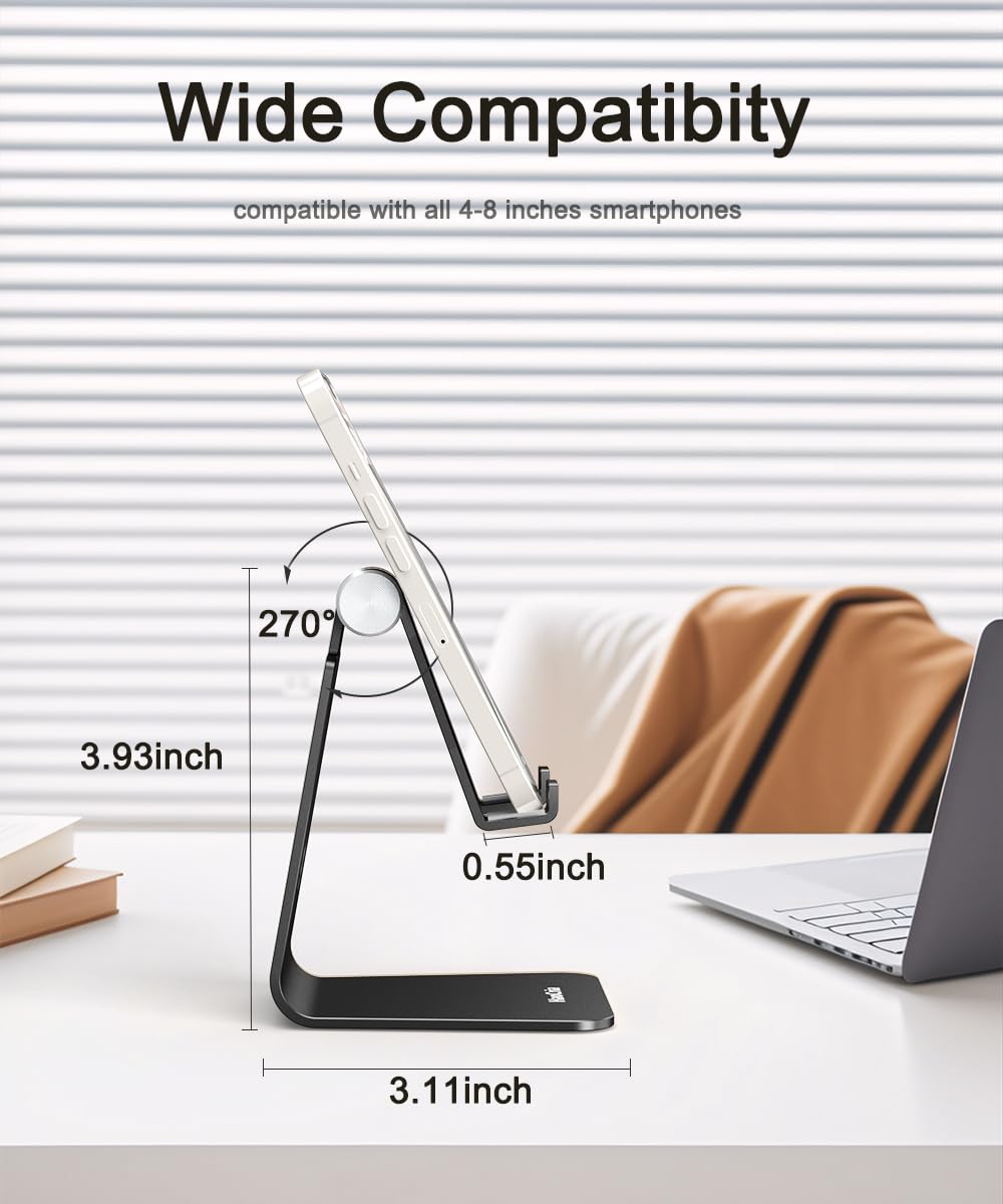 Soporte de teléfono celular para escritorio: soporte ajustable para teléfono, base, soporte de escritorio para iPhone 16, 15, 14, Plus, Pro, Pro Max, 13 12 x XS, teléfonos de 4 a 8 pulgadas,