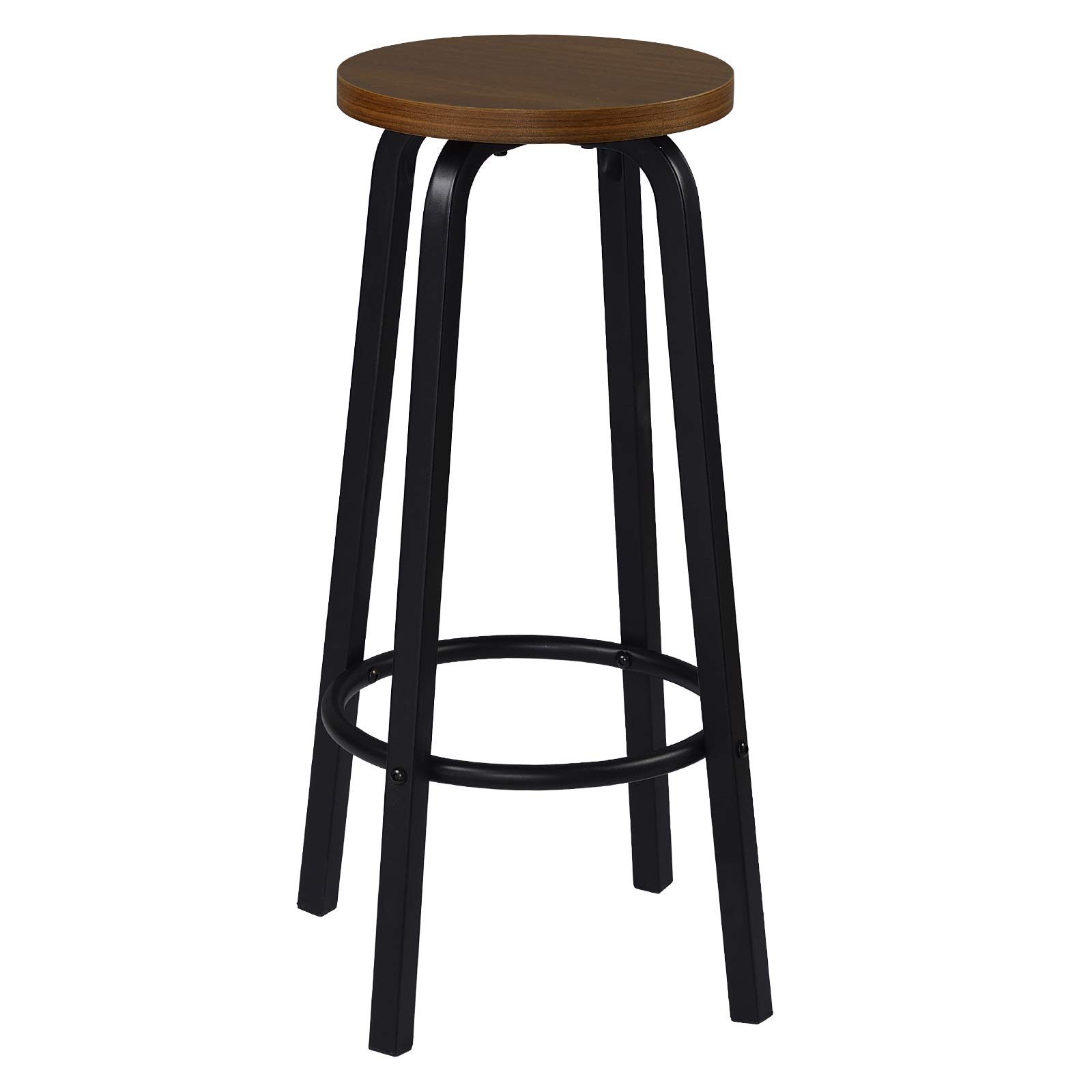 WOLTU Taburete de Bar Juego de 4, Estructura de Metal, Marrón Oscuro | Taburete Alto Cocina para Salon Cocina, Asiento de MDF