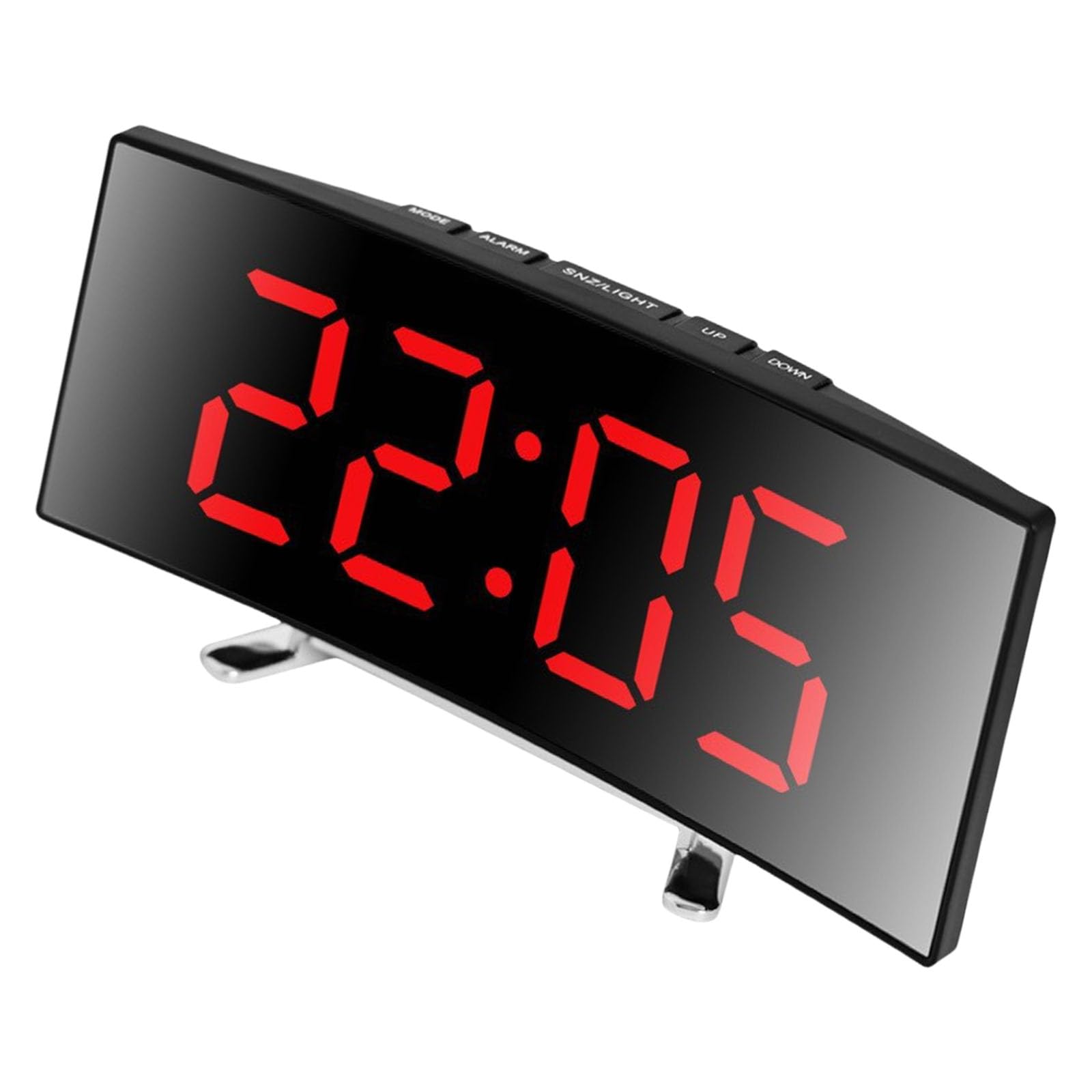 Yhplxyuus Modern Curved Digital Alarm Clock Temperature Date Display Nightlight Quiet Operate USB/Battery Power Curved LED Desktop Clock