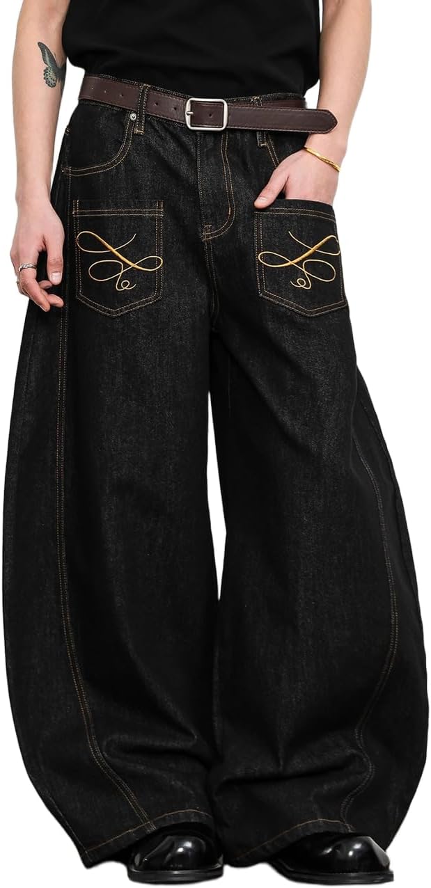 Nutriangee Baggy Barrel Wide Leg Jeans for Men Women Streetwear Y2k Loose Fit Denim Pants - Image 3