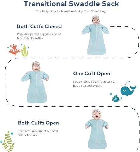 Miniatura 4 de ZIGJOY Shark-Fin - Manta de transición  Saco de dormir de transición de forro polar de 2.0 tog para 3 a 6 meses, manta de felpa cálida para bebé con