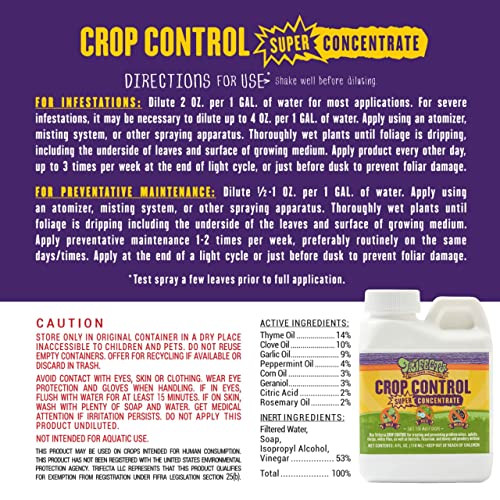 Trifecta Crop Control Super Concentrate All-In-One Natural Pesticide, Fungicide, Miticide, Insecticide, Help Defeat Spider Mites, Powdery Mildew, Botrytis, Mold, And More On Plants 4 Oz #TOP6