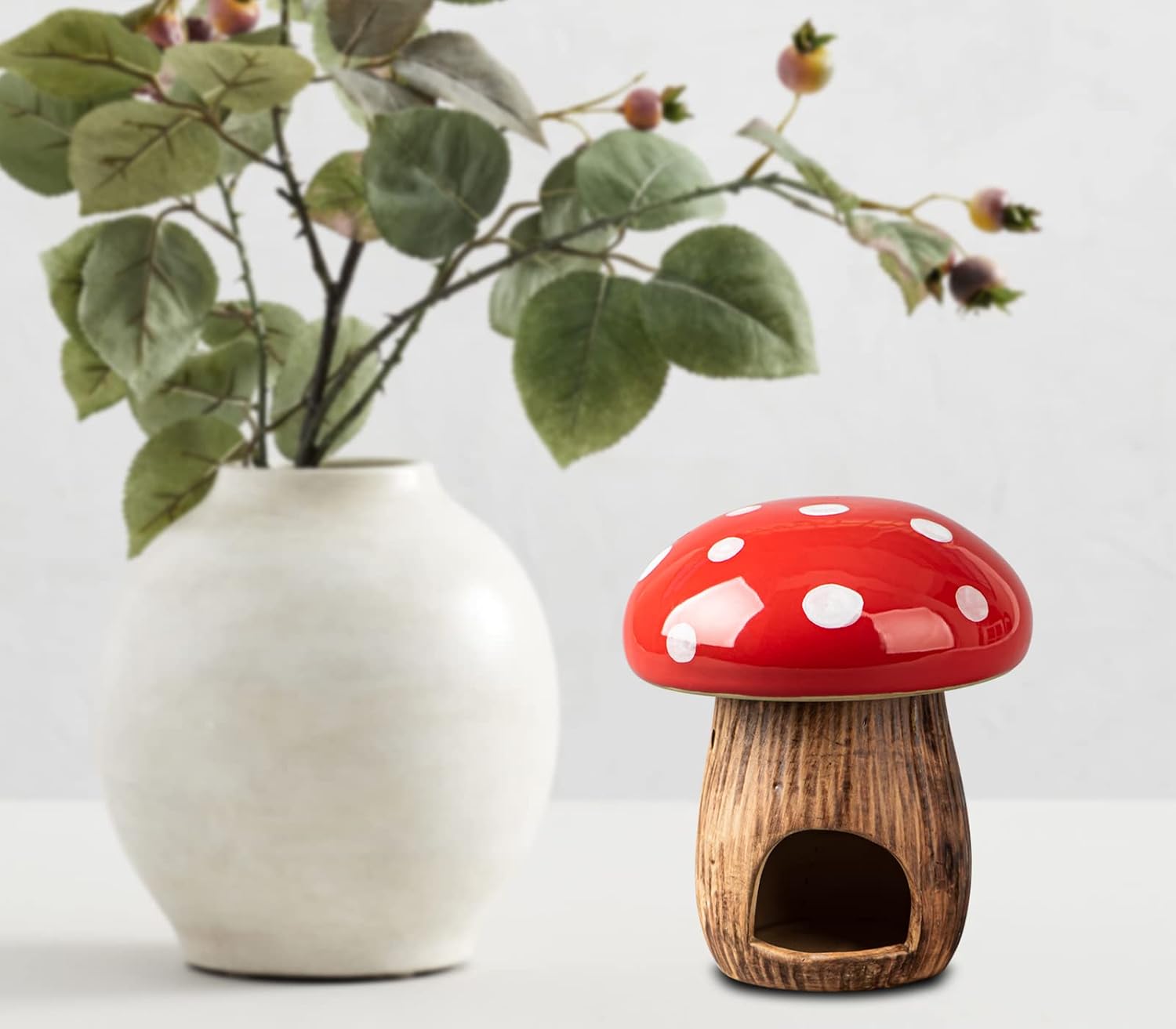 Ceramic Mushroom Wax Melt Warmer for Wax Melts & Essential Oils | Charming mushroom design creates a cozy woodland atmosphere while gently warming wax melts for a welcoming home fragrance.