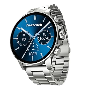 Fastrack Marvellous FX2 1.54" Super AMOLED Smart Watch with SpO2, Sleep Monitor, BT Calling, Metal Body, Voice Assistant, 100+ Sports Modes – Smartwatch for Professionals (Silver) - image, photos