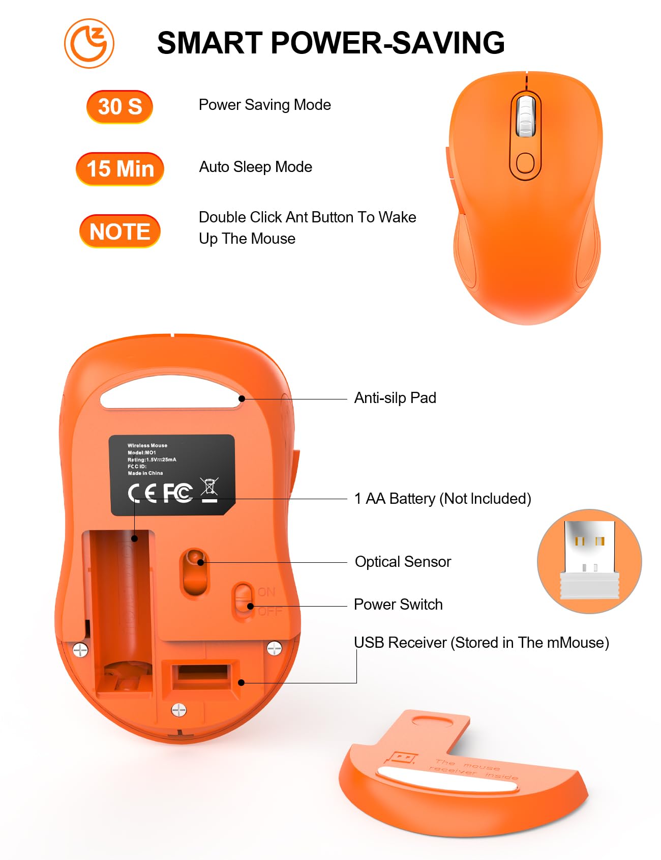 Trueque Ratón inalámbrico para laptop, mouse ergonómico de 2.4 GHz con botones hacia atrás y adelante, 3 niveles DPI, 6 botones, mouse óptico USB inalámbrico para Windows, Chromebook, MacBook PC