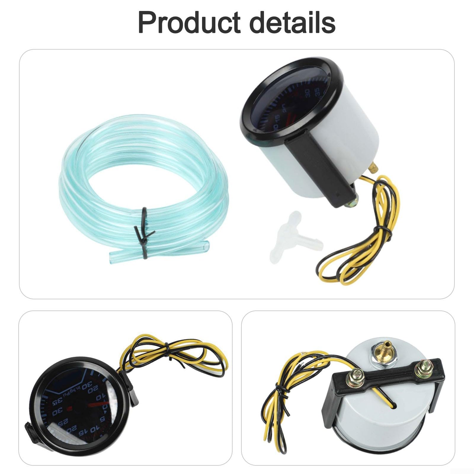 Manomètre Turbo Boost de 52 mm avec affichage LED pour une utilisation automobile pour modification de voiture compatible avec alimentation 12 V Matériau plastique ABS
